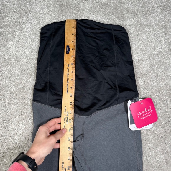 NWT Isabel Maternity Active Capri Pants Crossover Panel Black Gray XS - Picture 2 of 10